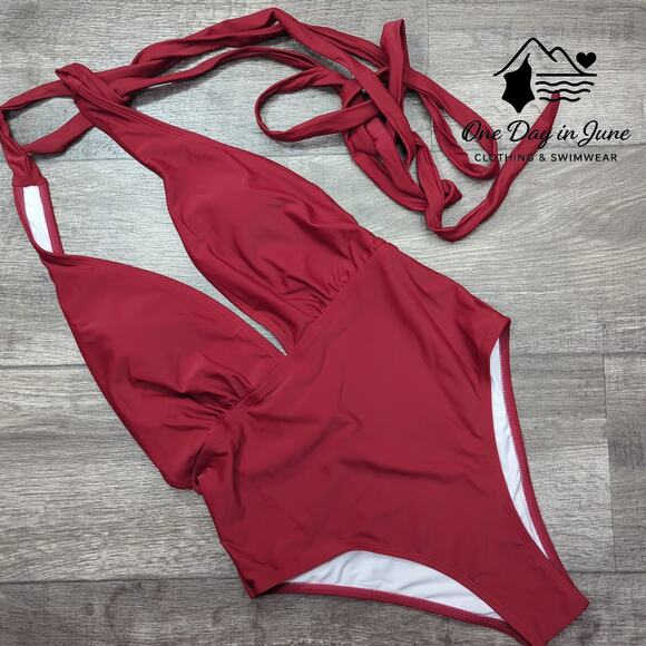 Cupshe Tie Wrap V Neck One Piece Swimsuit Size S - Picture 3 of 6